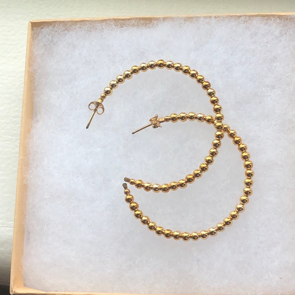 14k gf Ruby Violet beaded hoops